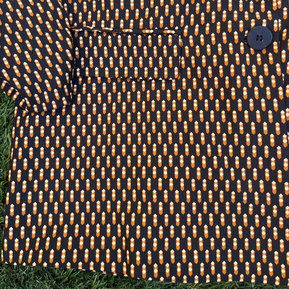 MNG Mango Geometric Print Single Button Satin Long Line Quarter Sleeve Blazer M - Picture 3 of 10